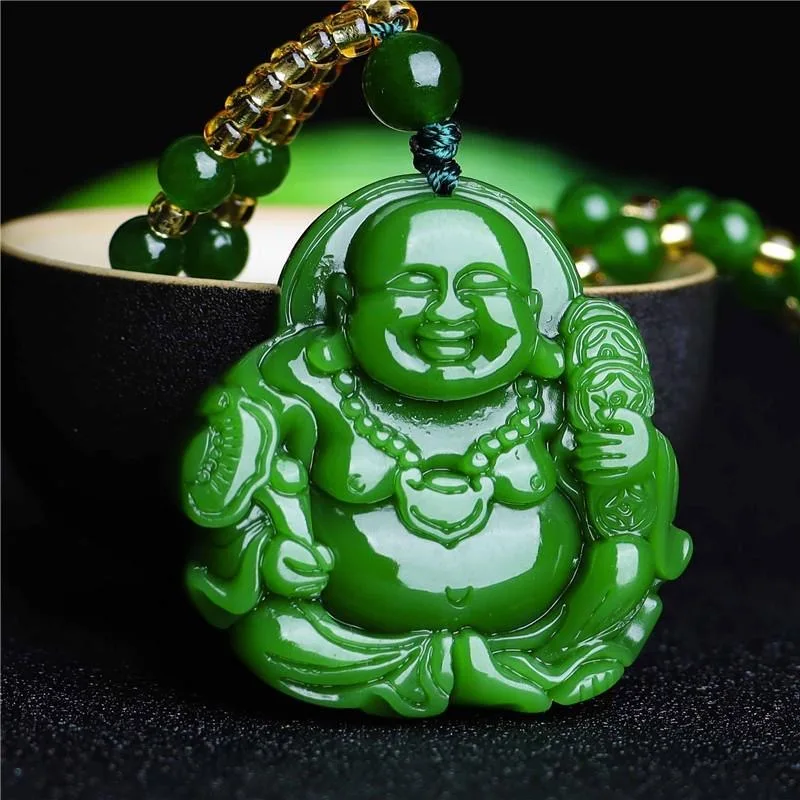 Men'S Accessories And Jewelry - Cina Green Jade Maitreya Buddha Liontin