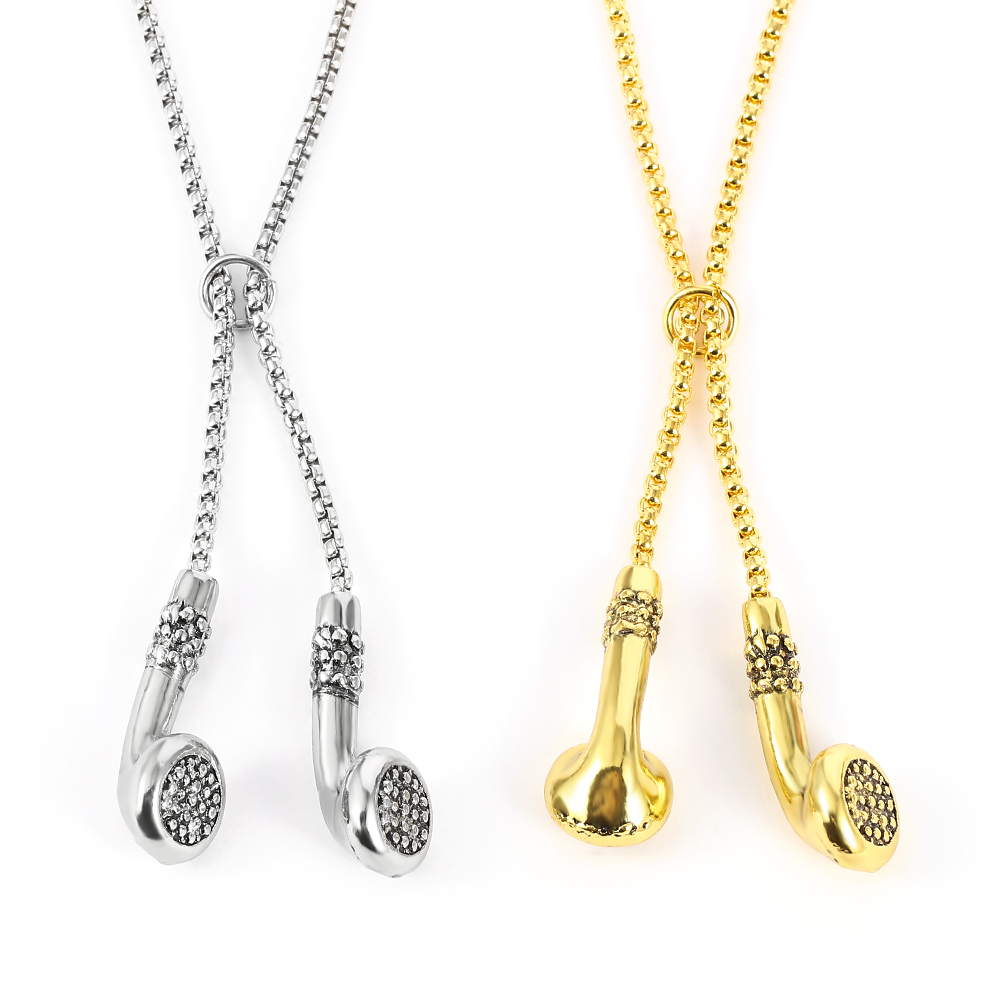 Men'S Accessories Clothing - Kalung Logam Berbentuk Earphone Kreatif Bergaya
