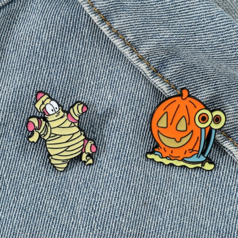 Lapel Pin Enamel - 2pcs/set SpongeBob SquarePants Snail Enamel Kreatif