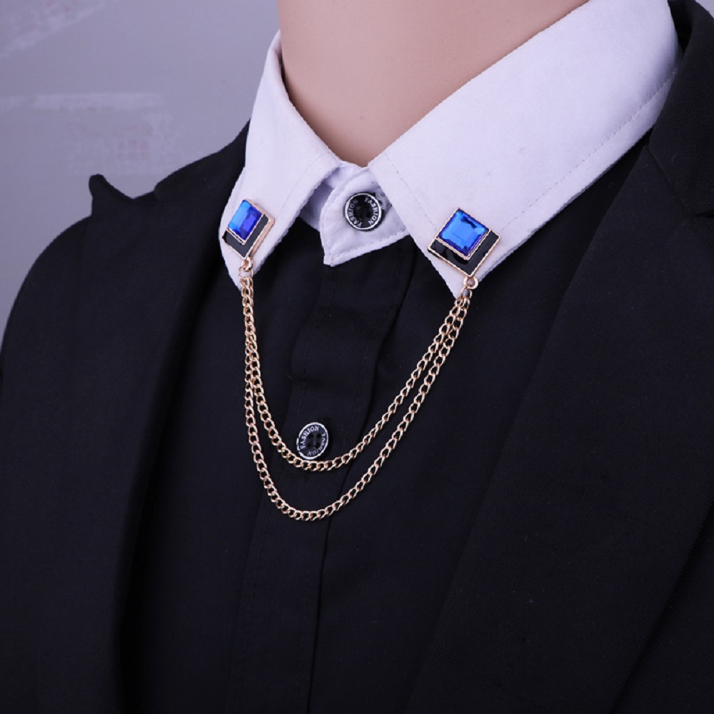 Men'S Accessories Clothing - Pin Kerah Rantai Rumbai Kristal, Bros
