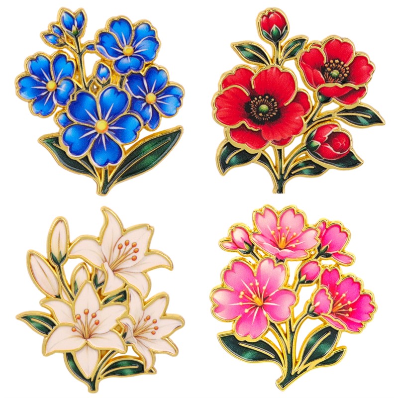 Lapel Pin Enamel - Pin Enamel Bunga Vintage Warna-warni Lucu,