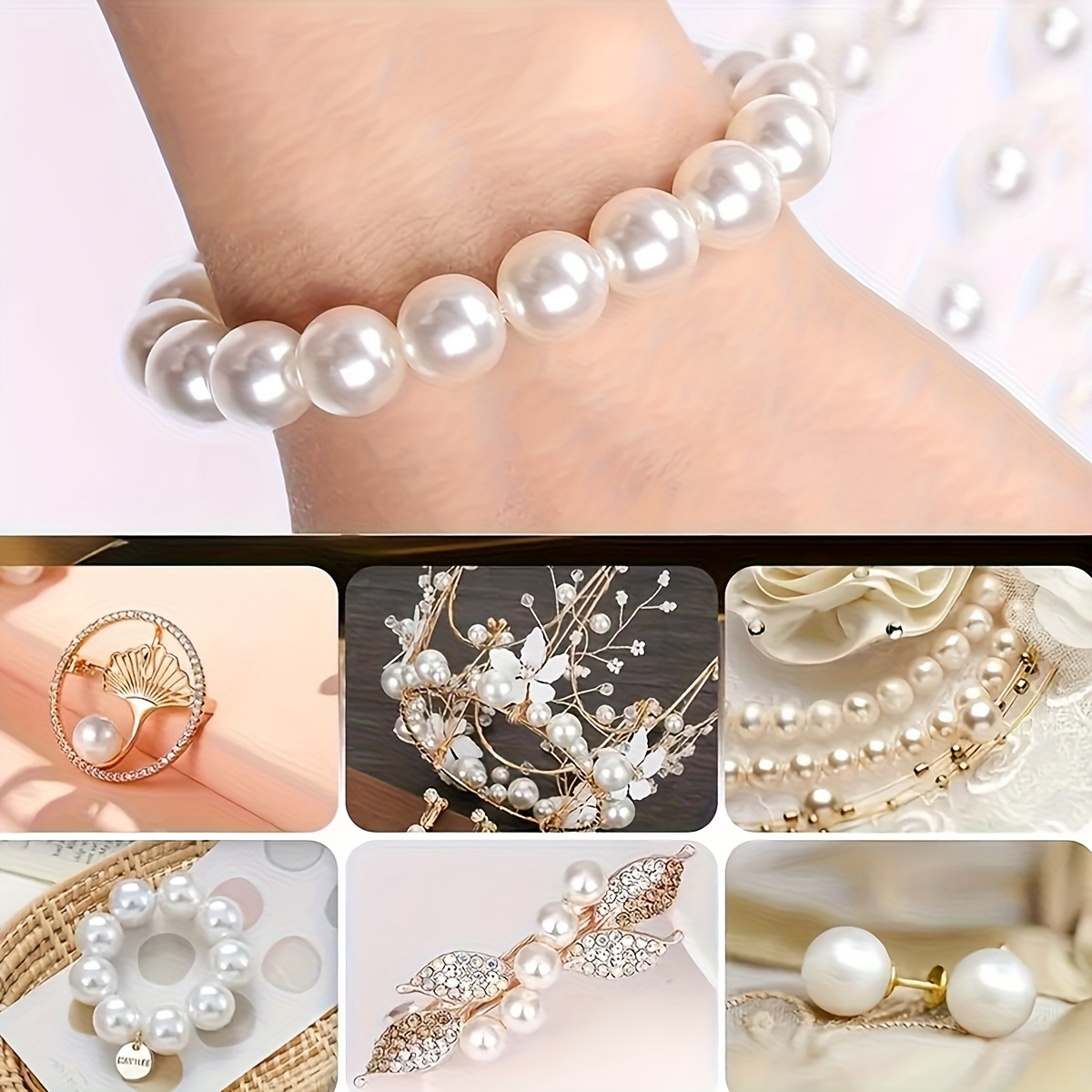 1388pcs 4/6/8/10mm Hitam, Puti - Bead Bracelet Men ulasan dan harga