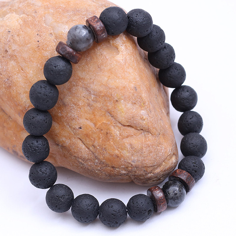 Gelang Manik-manik Kayu Lava B - Bead Bracelet Men ulasan dan harga